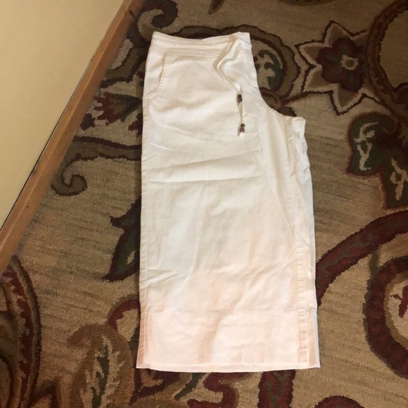 ANN TAYLOR LOFT Size 14 Marisa Wide Leg Crop Linen Cotton Summer Cozy $109 NEW - Picture 5 of 16